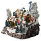 Christmas village with skiers and cable car with illumination and music 30x25x25 cm s2