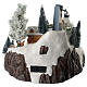 Christmas village with skiers and cable car with illumination and music 30x25x25 cm s4