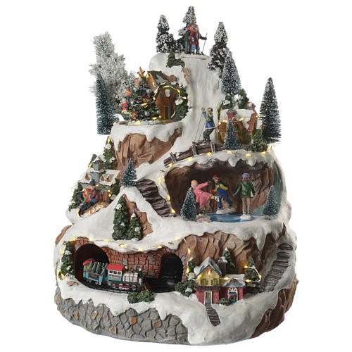 Animated Christmas village mountain scene with sounds and lights 30x30x40  cm | online sales on 