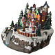 Christmas village with children and illuminated river with movement 20x20x20 s11