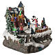 Christmas village with children and illuminated river with movement 20x20x20 s12