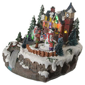 Cenário de Natal crianças em movimento ribeira iluminada 22x21x20 cm