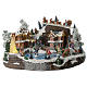 Christmas village with lake, skaters and moving sledge with music, lights and movement 55x40x30 cm s1