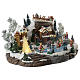 Christmas village with animated Santa Claus, skaters and lake sounds and lights 55x40x30 cm s3