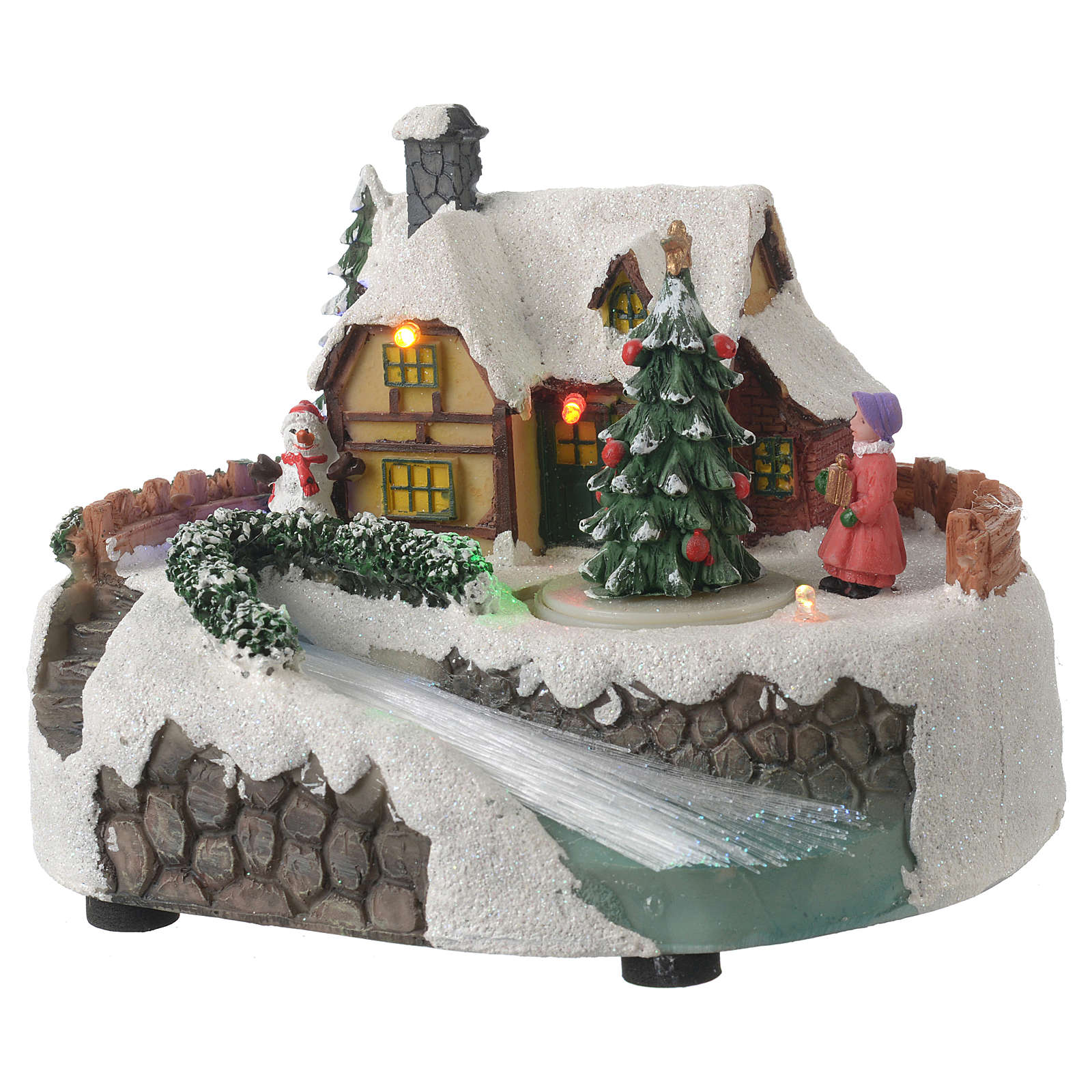 Christmas village ornament with moving tree and lights | online sales ...