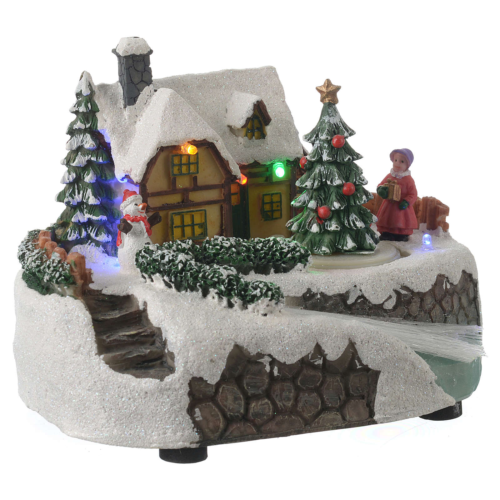 Christmas village ornament with moving tree and lights | online sales