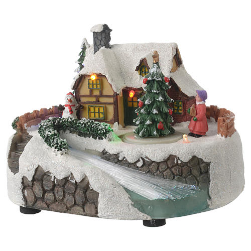 Christmas village ornament with moving tree and lights 20x15x10 cm 2