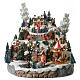 Christmas village mountain with moving horses lights and music 35x35x30 cm s1