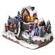 Village de Noël enfant et bonhomme de neige en mouvement éclairé 24x15x15 cm s3