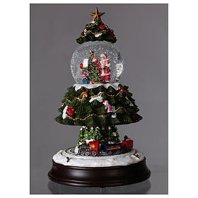 Villages de Noël miniatures: Boule en verre neige train mouvement lumières musique 28 cm