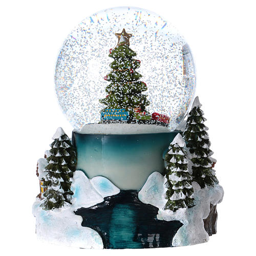 Illuminated musical christmas snow globe with tree 20 cm 5