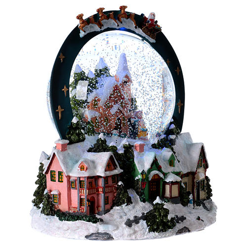 Kula szklana ze śniegiem ruchomy dom światła 20 cm żywica 4