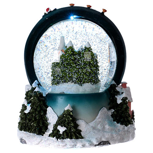 Kula szklana ze śniegiem ruchomy dom światła 20 cm żywica 5