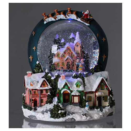 Illuminated musical christmas snow globe with Santa 20 cm 2