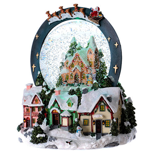 Illuminated musical christmas snow globe with Santa 20 cm 3