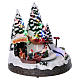 Christmas village with lights, moving train, tunnel and Santa Claus on hammock 20x20x20 cm s4
