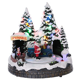 Winterszenen: Weihnachtsdorf mit Zug in Bewegung Tunnel und Weihnachtsmann 20x20x20 mit Batterie und Netzanschluss Winterszenen: Weihnachtsdorf mit Zug in Bewegung Tunnel und Weihnachtsmann 20x20x20 mit Batterie und Netzanschluss