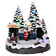 Christmas village scene moving sleigh, tunnel and Santa Claus 20x20x18 cm s1