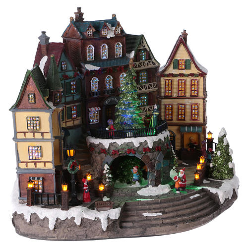Christmas village scene with rotating tree 31x38x20 cm 4