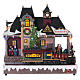 Christmas village station with lights and moving train 30x30x15 cm s1