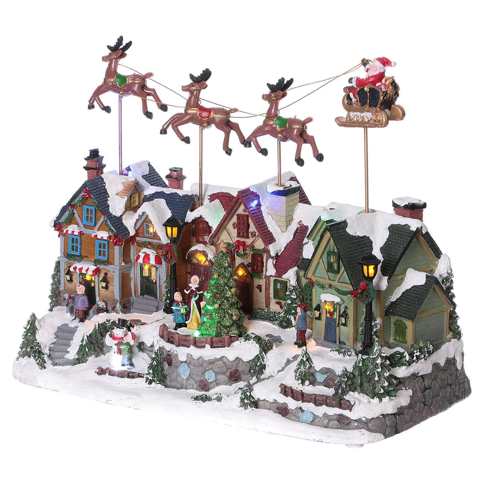 Christmas village with lights and Santa Claus movement online sales on HOLYART.co.uk