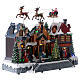 Cenário natalino aldeia com Pai Natal e renas movimento, luzes e música, corrente 220 V, 32x37x20 cm s4