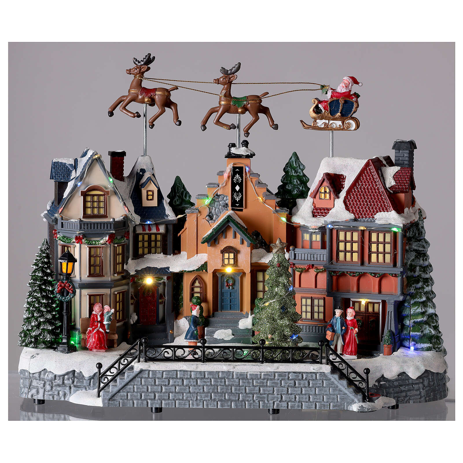 Animated musical Christmas village with Santa and reindeers  online sales on HOLYART.com