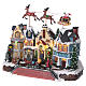 Santa Clause Christmas Village with moving Reindeer 30x35x20 lights music s3