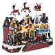 Santa Clause Christmas Village with moving Reindeer 30x35x20 lights music s4