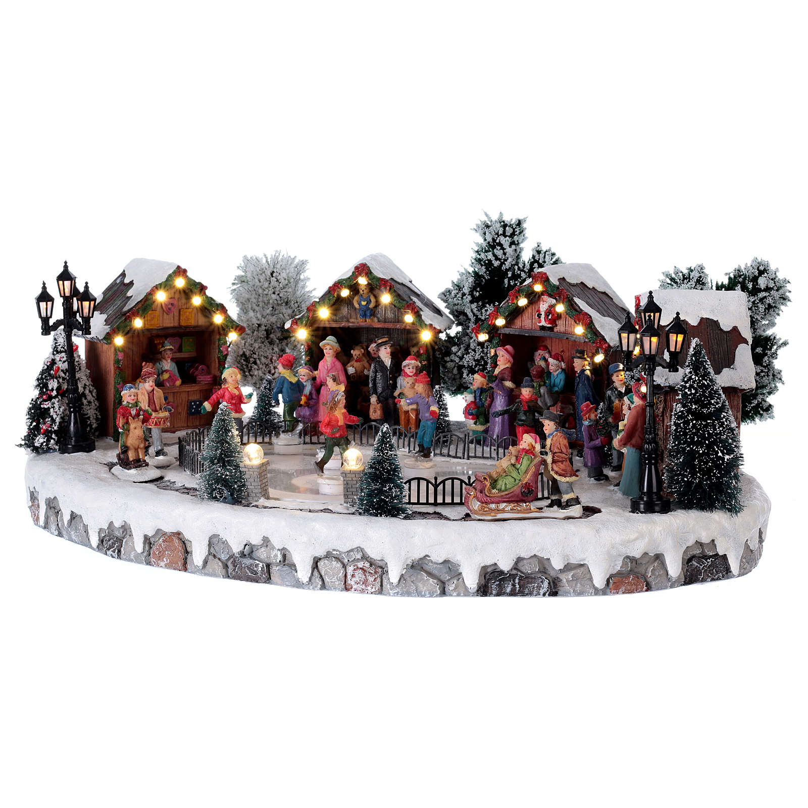 Christmas village with animated ice skaters and music | online sales on