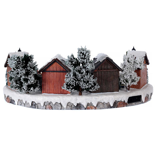 Christmas village with animated ice skaters and music 20x45x35 cm 5