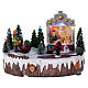 Christmas village with lights, music and moving woman with baby carriage 15x20x10 cm s1