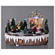 Christmas village with lights, music and moving woman with baby carriage 15x20x10 cm s2