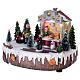 Christmas village with lights, music and moving woman with baby carriage 15x20x10 cm s3