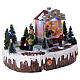 Christmas village with lights, music and moving woman with baby carriage 15x20x10 cm s4