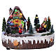 Christmas village with lights, music, shop and moving woman with baby carriage 15x20x10 cm s1