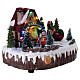 Christmas village with lights, music, shop and moving woman with baby carriage 15x20x10 cm s4
