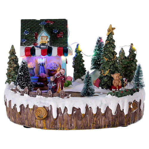 Christmas Town with Moving Tree 15x20x10 cm shop lights and music 1