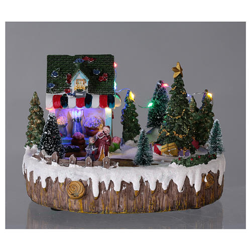 Christmas Town with Moving Tree 15x20x10 cm shop lights and music 2
