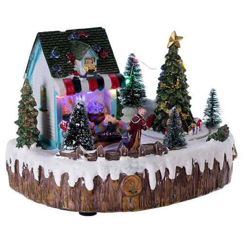 Christmas Town with Moving Tree 15x20x10 cm shop lights and music 4