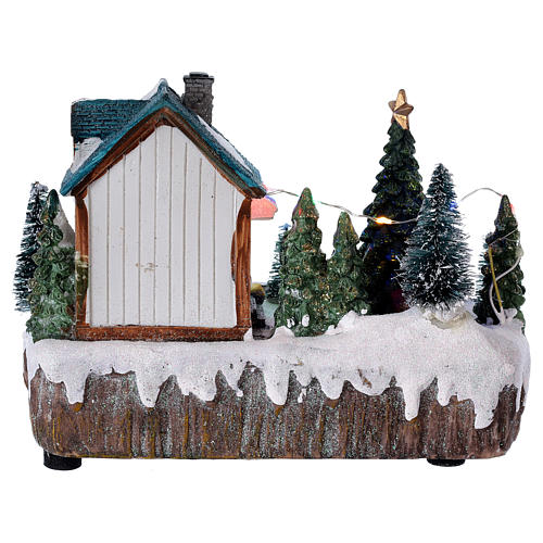 Christmas village with music, shop, lights and moving tree 15x20x10 cm 5
