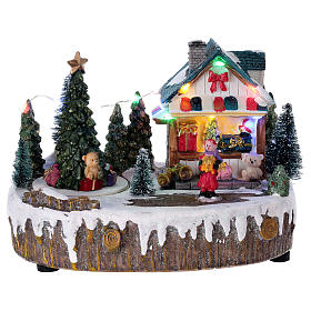 Villaggio di Natale 15x20x10 cm negozio movimento albero luci