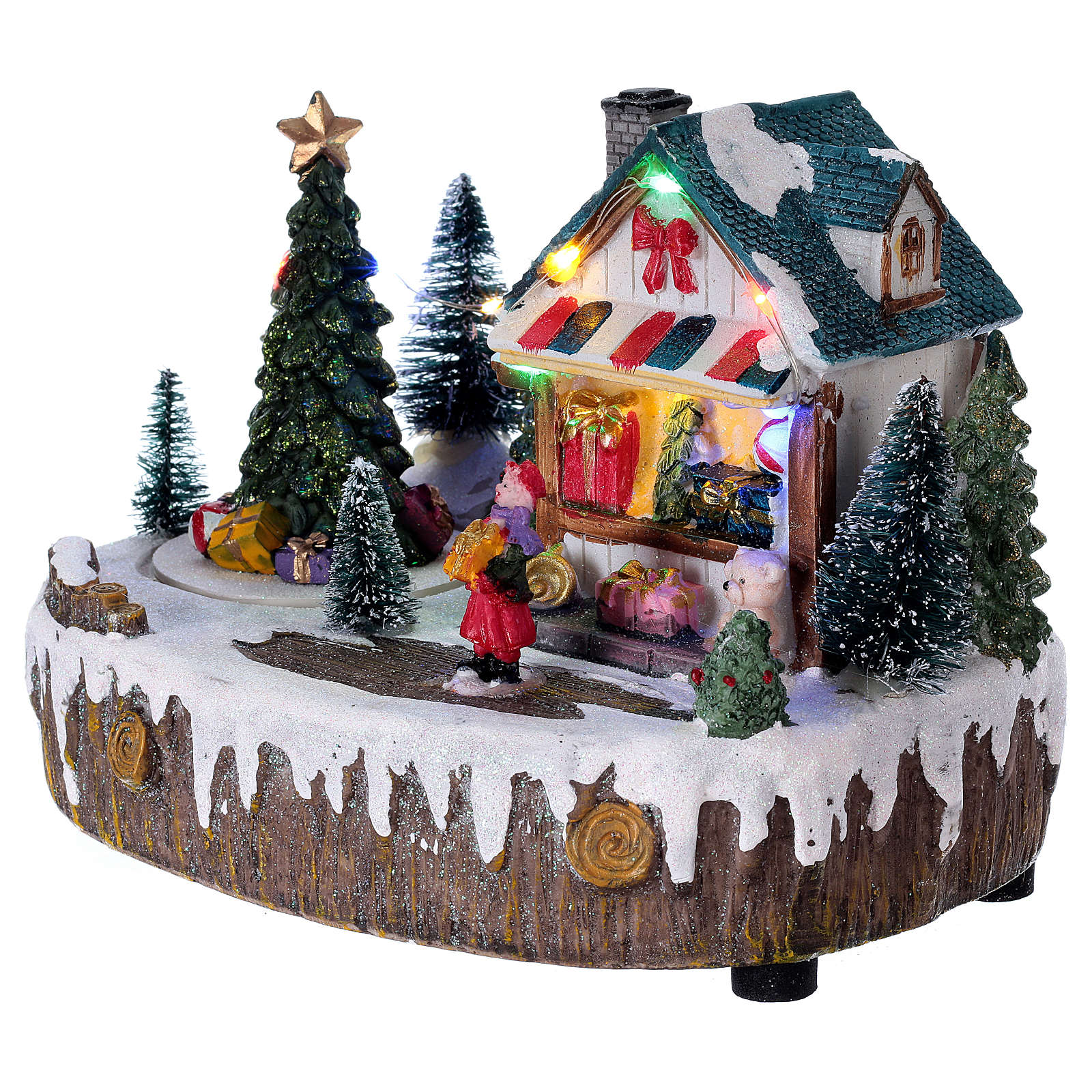Christmas village set with moving shop lighted tree, | online sales on ...