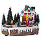 Christmas village set with moving shop lighted tree, 15x20x10 cm s1