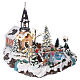 Christmas village with lights and moving ice skaters 45x50x45 cm s4