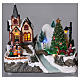 Christmas village with lights, moving tree, family and river 20x25x16 cm s2