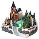 Christmas village with lights, moving tree, family and river 20x25x16 cm s3