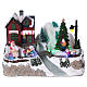 Christmas village with lights, moving tree, Santa Claus and elves 20x25x16 cm s1