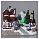 Christmas village with lights, moving tree, Santa Claus and elves 20x25x16 cm s2
