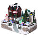 Christmas village with lights, moving tree, Santa Claus and elves 20x25x16 cm s3